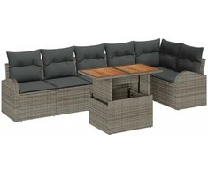 Sodo Sofų Rinkinys su pagalve 7 pcs Pilka