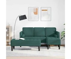 Sofa Sofos komplektas su pagalve 2 pcs Tamsiai žalia Poliesteris