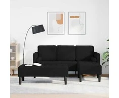 Sofa Sofos komplektas su pagalve 2 pcs Juoda Poliesteris