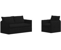 Sofa Sofos komplektas 2 pcs Juoda 156 x 82 x 85 cm Audinys