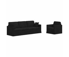 Sofa Sofos komplektas 2 pcs Juoda Aksomas