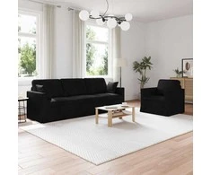 Sofa Sofos komplektas 2 pcs Juoda Aksomas
