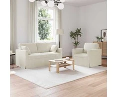 Sofa Sofos komplektas 2 pcs Kreminė 158 x 78 x 80 cm Aksomas