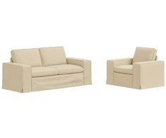 Sofa Sofos komplektas 2 pcs Kreminė 182 x 80 x 82 cm audinys
