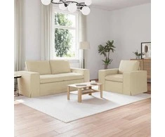 Sofa Sofos komplektas 2 pcs Kreminė 182 x 80 x 82 cm audinys