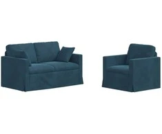 Sofa Sofos komplektas 2 pcs Mėlyna 138 x 78 x 80 cm Aksomas
