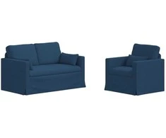 Sofa Sofos komplektas 2 pcs Mėlyna 139 x 78 x 80 cm audinys