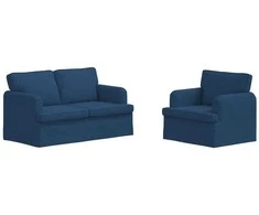 Sofa Sofos komplektas 2 pcs Mėlyna 144 x 80 x 85 cm audinys