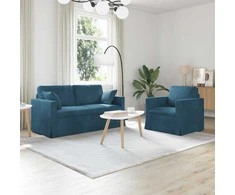 Sofa Sofos komplektas 2 pcs Mėlyna 158 x 78 x 80 cm Aksomas