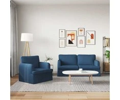 Sofa Sofos komplektas 2 pcs Mėlyna 162 x 80 x 85 cm audinys