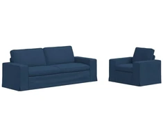 Sofa Sofos komplektas 2 pcs Mėlyna 222 x 80 x 82 cm audinys