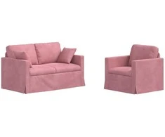 Sofa Sofos komplektas 2 pcs Rožinė 138 x 78 x 80 cm Aksomas