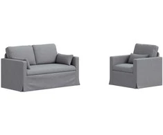 Sofa 2 pcs Šviesiai pilka Metalas