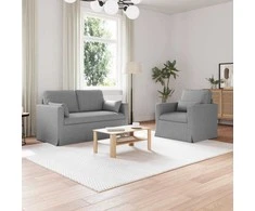 Sofa 2 pcs Šviesiai pilka Metalas