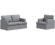 Sofa 2 pcs Šviesiai pilka Metalas