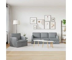Sofa 2 pcs Šviesiai pilka Metalas