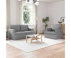 Sofa 2 pcs Šviesiai pilka Metalas