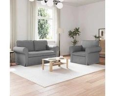 Sofa 2 pcs Šviesiai pilka Metalas
