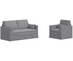 Sofa 2 pcs Šviesiai pilka Metalas