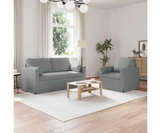 Sofa 2 pcs Šviesiai pilka Metalas