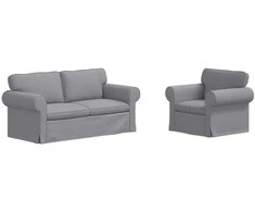 Sofa 2 pcs Šviesiai pilka Metalas