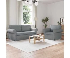 Sofa 2 pcs Šviesiai pilka Metalas