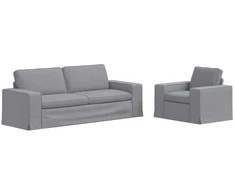 Sofa 2 pcs Šviesiai pilka Metalas