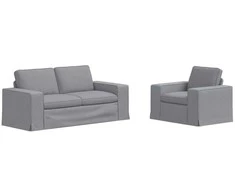 Sofa 2 pcs Šviesiai pilka Metalas