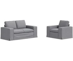 Sofa 2 pcs Šviesiai pilka Metalas