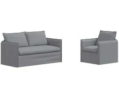 Sofa Sofos komplektas 2 pcs Šviesiai pilka 156 x 82 x 85 cm Audinys