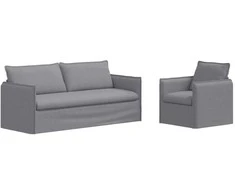 Sofa Sofos komplektas 2 pcs Šviesiai pilka 196 x 82 x 85 cm Audinys