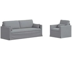 Sofa 2 pcs Šviesiai pilka Metalas