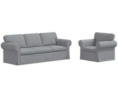 Sofa 2 pcs Šviesiai pilka Metalas