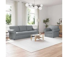 Sofa 2 pcs Šviesiai pilka Metalas