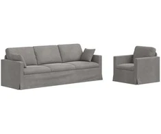 Sofos komplektas 2 pcs Šviesiai pilka 228 x 78 x 80 cm Aksomas