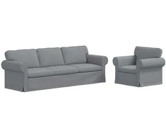 Sofa 2 pcs Šviesiai pilka Metalas