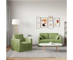 Sofa Sofos komplektas 2 pcs Šviesiai žalia 138 x 78 x 80 cm Aksomas