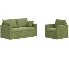 Sofa Sofos komplektas 2 pcs Šviesiai žalia 158 x 78 x 80 cm Aksomas