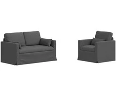 Sofa 2 pcs Tamsiai pilka Metalas