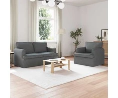 Sofa 2 pcs Tamsiai pilka Metalas