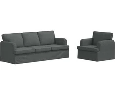 Sofa 2 pcs Tamsiai pilka Metalas