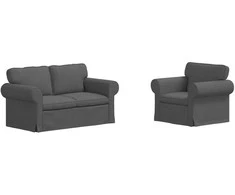 Sofa 2 pcs Tamsiai pilka Metalas
