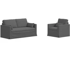 Sofa 2 pcs Tamsiai pilka Metalas