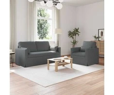 Sofa 2 pcs Tamsiai pilka Metalas