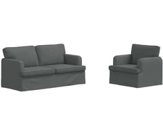 Sofa 2 pcs Tamsiai pilka Metalas