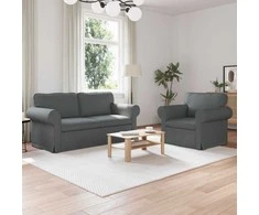 Sofa 2 pcs Tamsiai pilka Metalas