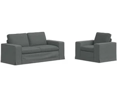 Sofa 2 pcs Tamsiai pilka Metalas
