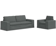 Sofa 2 pcs Tamsiai pilka Metalas