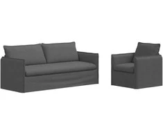 Sofa Sofos komplektas 2 pcs Tamsiai pilka 196 x 82 x 85 cm Audinys