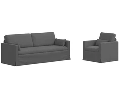 Sofa 2 pcs Tamsiai pilka Metalas